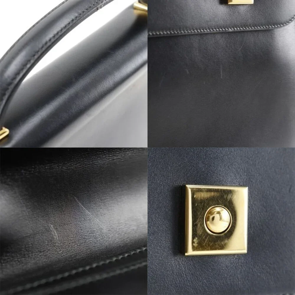 Hermes Danube 38 Briefcase 6 Z Calf Black Gold Hardware V Business Bag